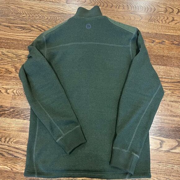 Marmot Backroad Fleece Jacket Mens L Army Green Elbow Shoulder Patches Full Zip - Picture 2 of 10